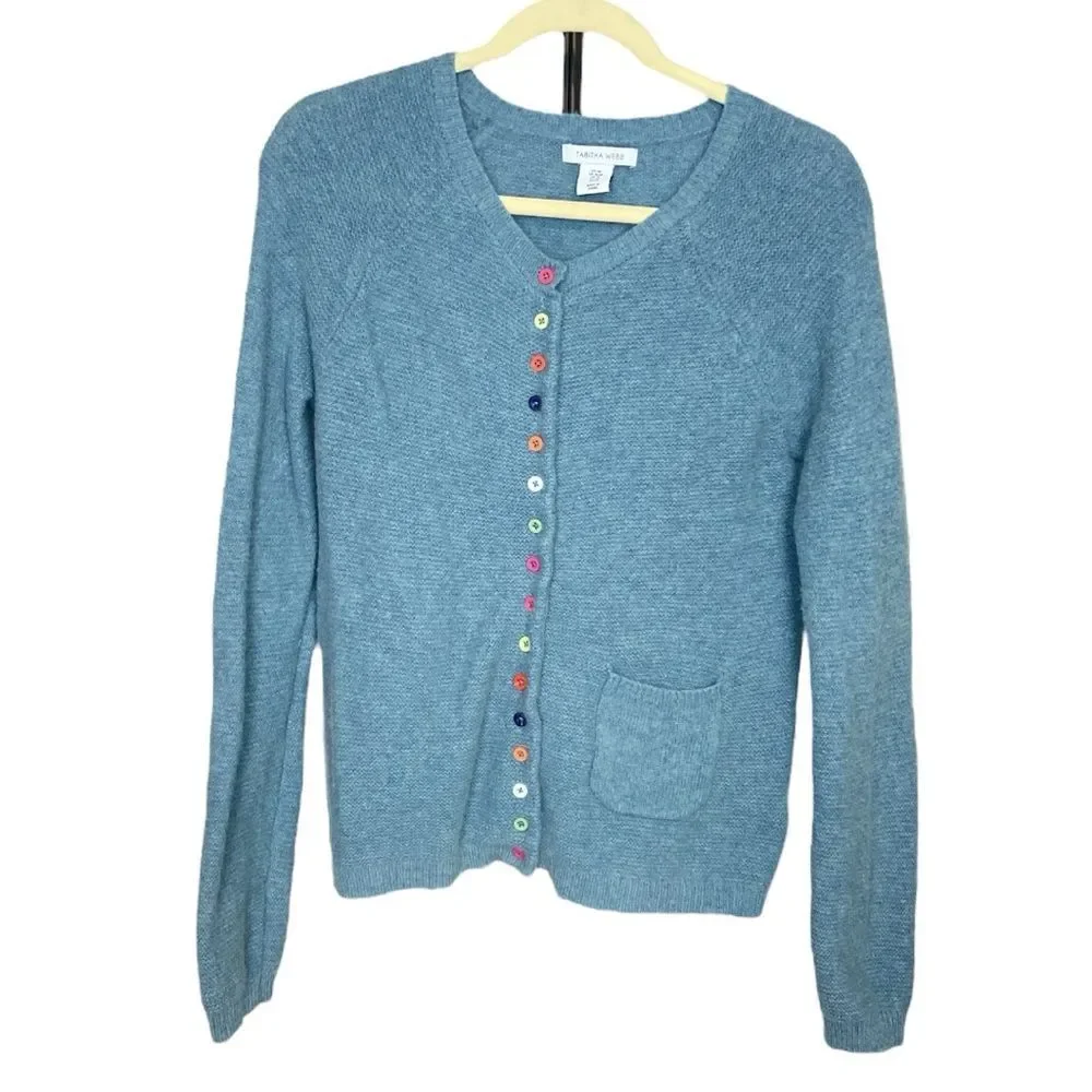 Tabitha Webb baby blue knit cardigan size M